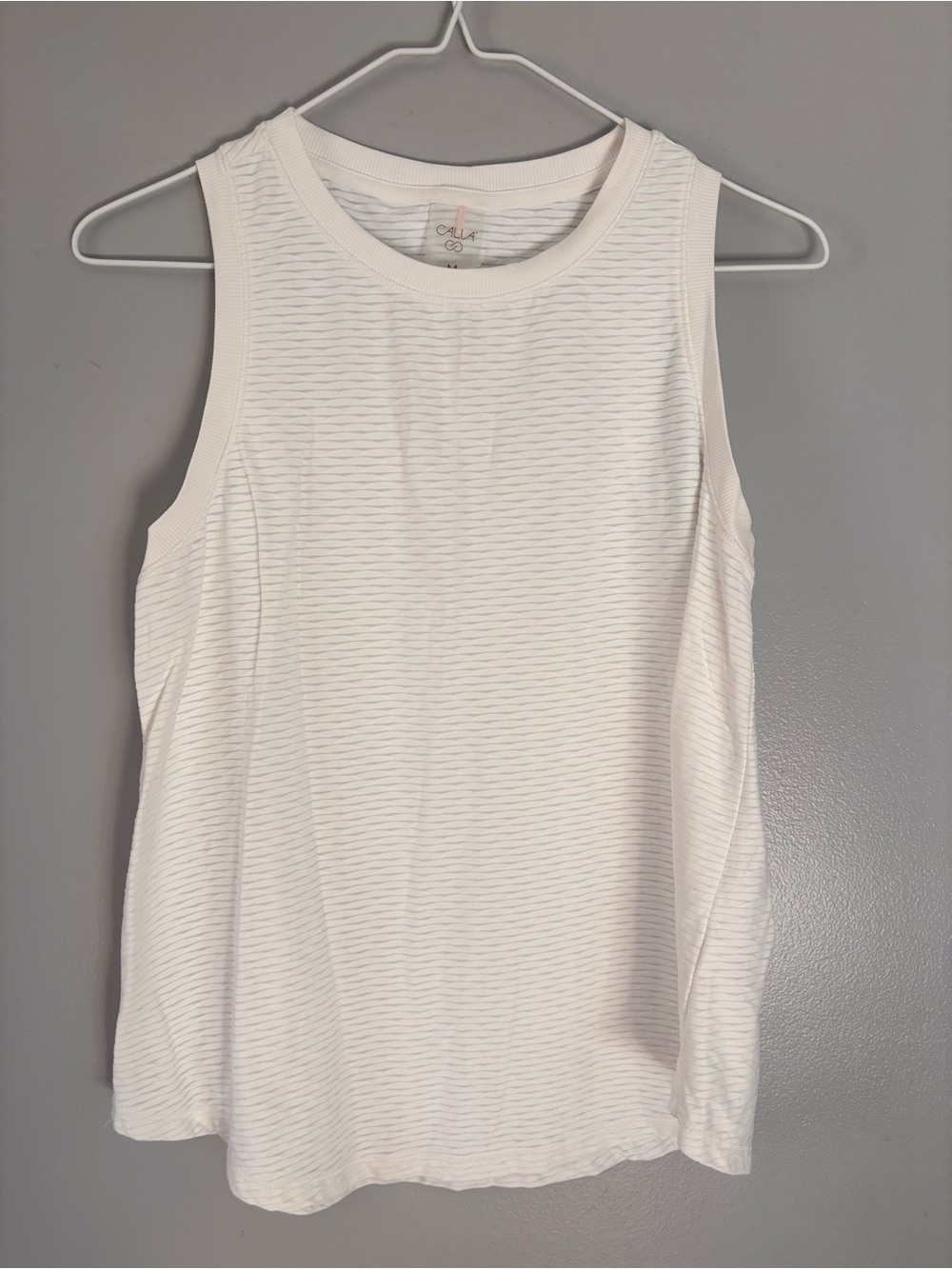Calia Women's White Textured Sleeveless Tank Top